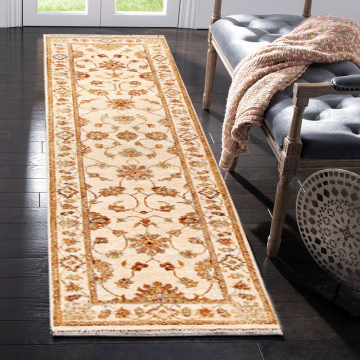 Ihsan Floral Tan & Ivory Hand Knotted Wool Persian Rug 2'6" x 10'