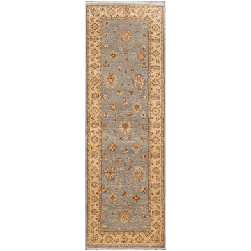 Ziegler Oriental Blue & Beige Hand-Knotted Wool Runner Rug 2'6" x 12'