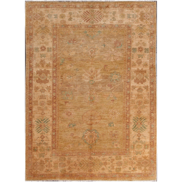 Hand-Knotted Oushak Wool Rug in Khaki - Traditional Elegance 6' x 9'