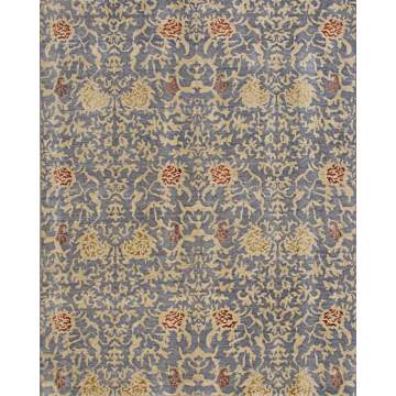Luxe Indigo Elegance Hand-Knotted Wool & Silk Rug 8' x 10'
