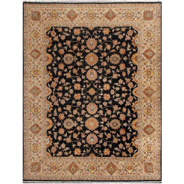 Ziegler Traditional Black Hand-Knotted Wool Rug