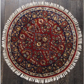 ABC Maelle Floral Red Hand Knotted Wool Persian 'Rug 6' x 6' Round