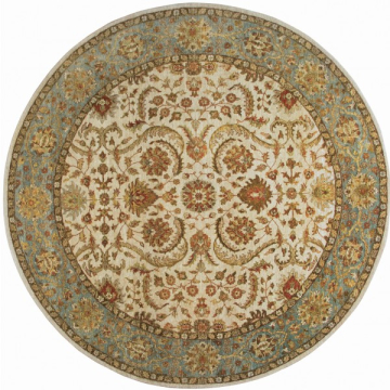 ABC Oceane Floral Ivory Hand Knotted Wool Persian Rug 8' x 8' Round