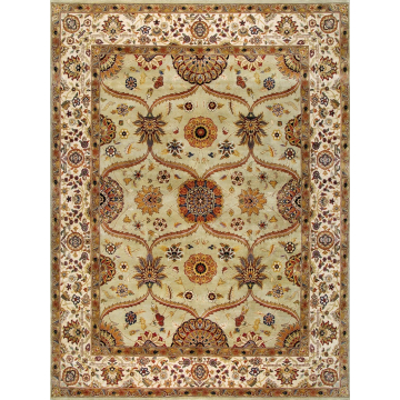 Taj Hand-Knotted Persian Rug – Green Mughal Garden