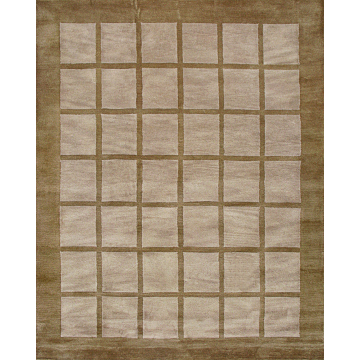 Holy Barn Cecil Modern Geometric Green Handmade Wool Rug 8' X 10'