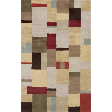 ABC Geomatric Handmade Beige Wool Rug 3' x 5'
