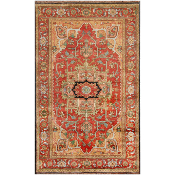 Tribute Medallion Persian Heriz Hand-Knotted Wool Rug