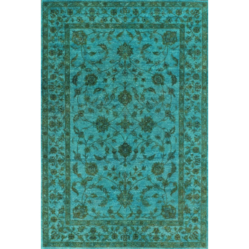 Vintage Overdyed Aqua Breeze Bohemian Hand Knotted Wool Area Rug 8' x 10'