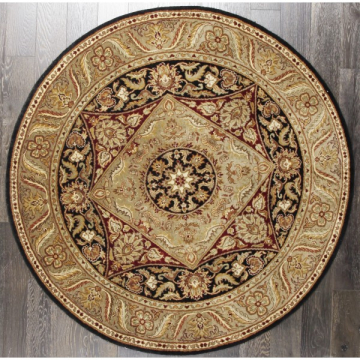 ABC Traditional Handmade Persian Legend Brown Black Round Rug 6' x 6'