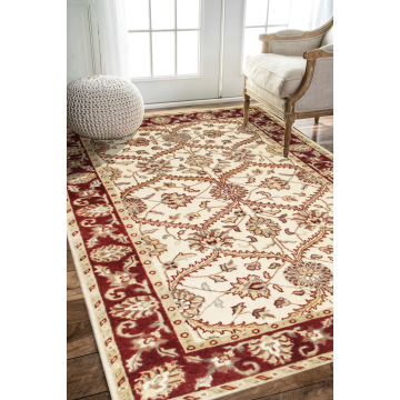 ABC Mugal  Ivory Rust Hand Knotted Wool Rug 4'x6'