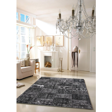 ABC Vintage Patchwork Overdyed Black Wool Rug 7' x 10'