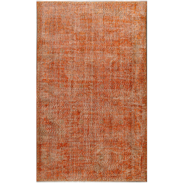 ABC Vintage Patchwork Overdyed Orange Wool Rug  5' x 8'