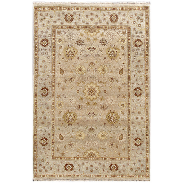 ABC Tree of Life Varsari Hand Knotted Ivory Rug 4'x6'