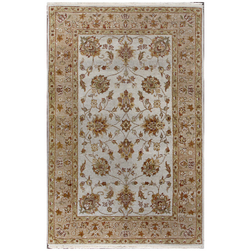 ABC Ziegler Floral Hand Knotted Ivory Wool Rug 4' x 6'