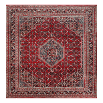 Persian Bidjar Red Fine Hand Knotted Geometric Wool Area Rug