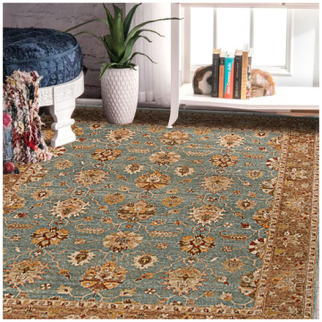 ABC Traditional Blue Varsari Floral Wool Rug 8' x10'