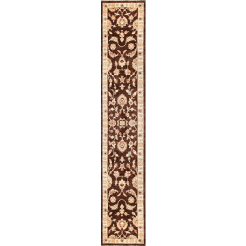 Ziegler Kie Sultanabad Persian Brown Hand-Knotted Wool Runner Rug 2'6" x 15'
