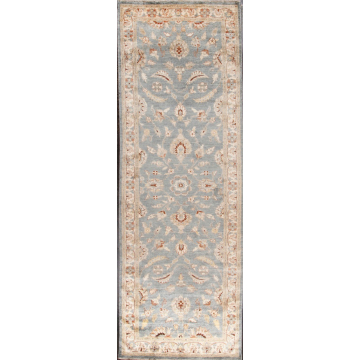 5th Ave Kie Sultanabad Persian Denim Blue Hand-Knotted Wool Runner Rug 4' x 13'