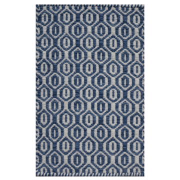 Custom Ori Blue Hand Woven Flatweave Wool Rug