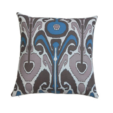 Kenmare Ikat Gray & Blue Handprint Pillow Cover 20"x20"