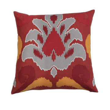 Emilia Red Ivory Ikat Pillow Cover 20"x20"