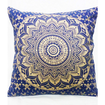 ABC Blue Bohemian Mandala  Cotton Pillow cover 16 x 16 Inch.
