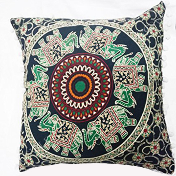 ABC Green Bohemian Mandala Pillow cover 16 x 16 Inch.