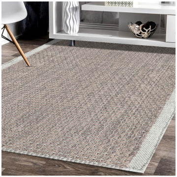 Custom Dante Modern Geometric Beige Hand Woven Flatweave  Wool Rug 63001