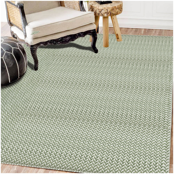 Custom Domenica Modern Geometric Green Hand Woven Flatweave  Wool Rug 63006