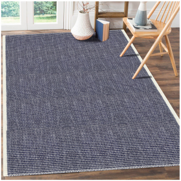 Custom Donatella Modern Geometric Blue Hand Woven Flatweave  Wool Rug 63008