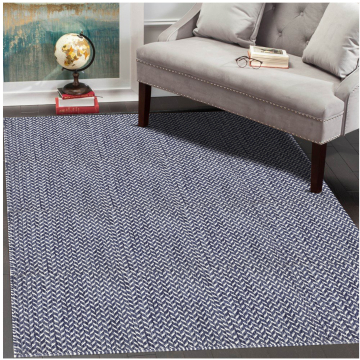 ABC Donte Modern Geometric Blue Handmade Faltweave  Wool Rug 63013