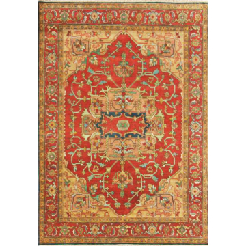 Rugsville Red Antique Serapi Crafted Persian Hand Knotted Wool Rug 70965