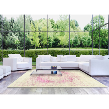 Designer Reserve Modern Erased Gray Fuschia Hand Knotted Wool Silk Rug 8' x 10'