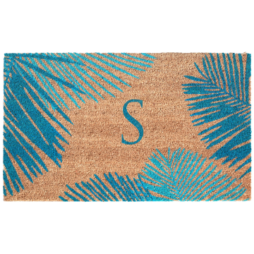 Liora Manne Dwell Palm Border Outdoor Mat Blue S 24"x36"
