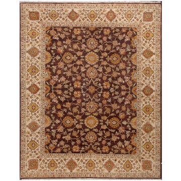 Sajeel Persian Floral Hand Knotted Brown Wool Rug